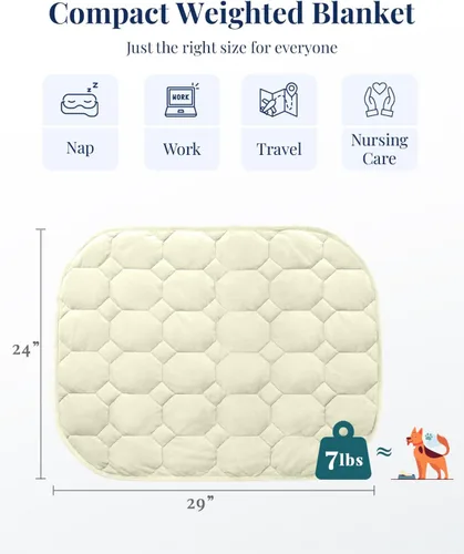 Miniatura 4 de Kivik Manta con peso para adultos, almohadilla de peso de 7 libras, manta pesada pequeña, almohadillas portátiles de viaje, regalos cálidos