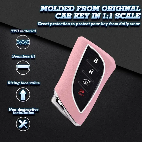 Miniatura 2 de x xotic tech Funda de piel granulada de TPU rosa para llavero, compatible con Lexus ES350 ES300h LC500 LC500h LS500 LS500 LS500h UX250h GX460 UX200
