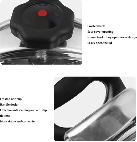 Miniatura 9 de Olla a presión de aluminio, olla a presión resistente con válvula de resorte para cocción rápida, utensilios de cocina de aleación de aluminio de 4
