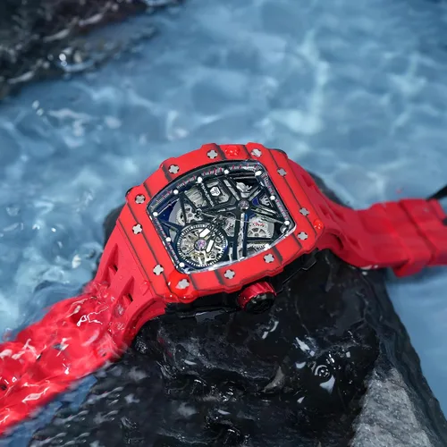 Miniatura 9 de Relojes automáticos para hombre, reloj impermeable hasta 164.0 ft, reloj analógico de esqueleto mecánico de lujo, correas de reloj de silicona