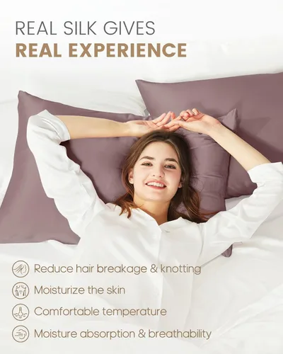 Miniatura 3 de THXSILK Juego de 2 fundas de almohada de seda de morera para cabello y piel con cremallera oculta, seda de morera real en ambos lados, fundas