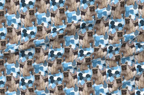 Miniatura 4 de Spoonflower Tela - Bulldog Francés Animales Perros Cachorros Patas Flores Impresas en Tela de Gasa Barrio Gordo - Costura Ropa de Moda Vestidos