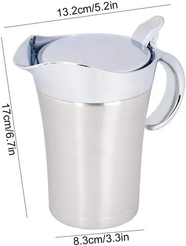 Miniatura 2 de Olla térmica de acero inoxidable 304 de 15.2 fl oz/25.4 fl oz, olla de salsa aislada de doble pared con tapa, cubeta para servir con boquilla