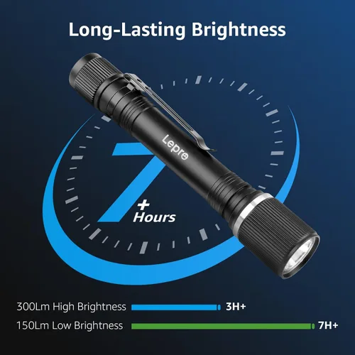 Miniatura 4 de Lepro LED Mini Flashlight High Lumens with Clip, Waterproof, Energy Saving, Portable for Outdoor, Emergency, AA Batteries Included, Tactical &
