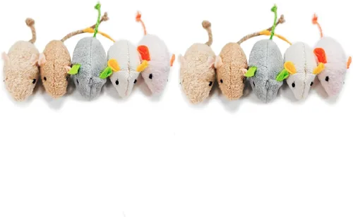 Miniatura 6 de Shudyear Juguetes para gatos, 5 juguetes de ratón, juguetes interactivos de animales de hierba gatera para gatitos de interior para eliminar