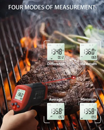 Miniatura 6 de Wintact Pistola de temperatura con termómetro infrarrojo, superficie digital sin contacto, pistola de temperatura de calor láser para cocina