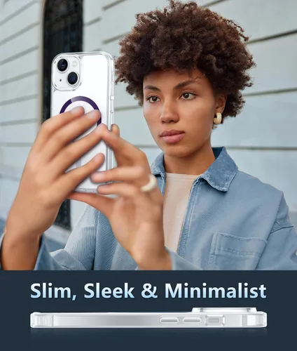 Miniatura 121 de FNTCASE Funda para iPhone 13 Pro-Max: Fundas magnéticas transparentes compatibles con Magsafe Slim anti amarillamiento protección contra caídas