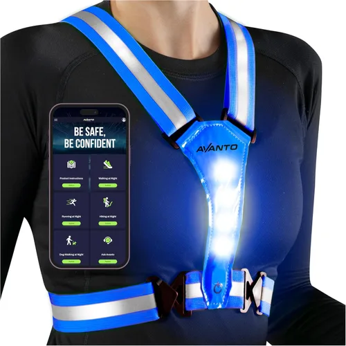 Miniatura 8 de Chaleco Reflectante LED Avanto, Original, Equipo Reflectante para Correr Recargable USB-C, Luces para Corredores, Equipo de Alta Visibilidad