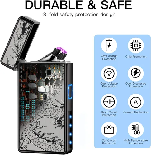 Miniatura 6 de Encendedor eléctrico, recargable por USB, arco de plasma, resistente al viento, sin llama, electrónico, sin butano, mini encendedor para velas