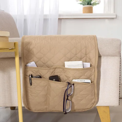 Miniatura 16 de Organizador de sillón para sofá, soporte de control remoto, duradero y antideslizante, organizador de reposabrazos para sofá reclinable, 4 bolsillos