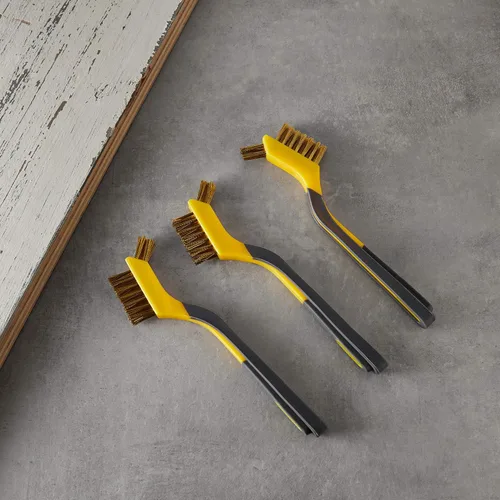 Miniatura 4 de Amazon Basics Mini cepillos de latón para limpieza, agarre suave, 1/2 pulgada, amarillo/gris, paquete de 3