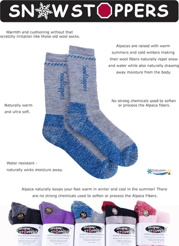Miniatura 4 de SnowStoppers Calcetines de lana de alpaca prémium para niños
