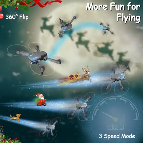 Miniatura 3 de Wipkviey Dron con cámara T28 - Mini dron de ajuste de 90° RC quadcopter 1080P HD, Fpv Drones plegables para adultos, drones para niños, gesture