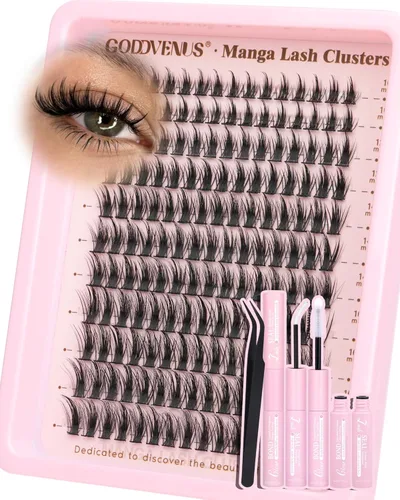 Miniatura 10 de Goddvenus BUNNY - Kit de racimos de pestañas de manga natural, extensiones de pestañas en racimo de hadas, extensiones de pestañas individuales, kit