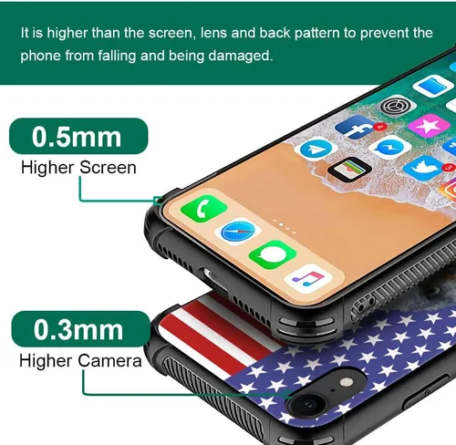 Miniatura 2 de DJSOK Funda compatible con iPhone XR, H American Eagle Flag con cuatro esquinas, protección a prueba de golpes, TPU suave y patrón de policarbonato