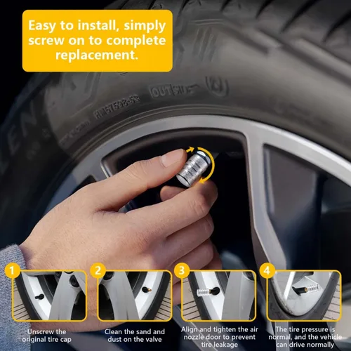 Miniatura 4 de SenseYo 10 tapas de vástago de válvula de neumático con anillo de sellado, aluminio anodizado a prueba de fugas, tapa de aire universal para autos