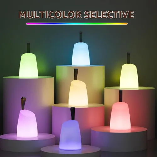Miniatura 5 de uuffoo Lámpara LED portátil resistente al agua, linterna de camping LED con asa, lámpara a pilas con modos multicolor y blanco cálido, lámpara