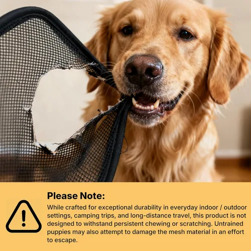 Miniatura 7 de Veehoo Jaula grande para perros para interiores y exteriores, portátil, plegable, para perros, 42 pulgadas, suave, plegable, con ventanas de malla