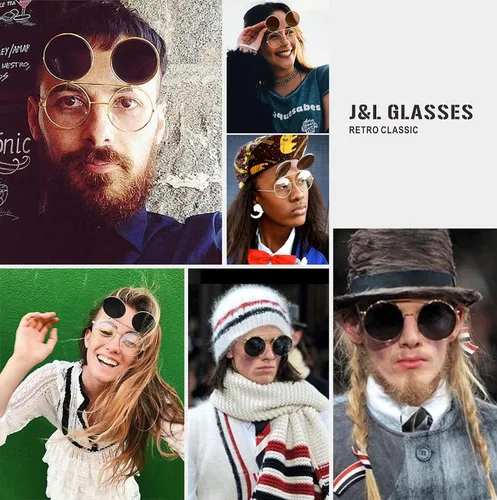 Miniatura 6 de J&L Glasses Gafas de sol redondas retro abatibles Seampunk
