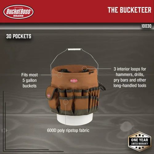 Miniatura 2 de Bucket Boss The Bucketeer 10030 - Organizador de herramientas de cubo en color marrón
