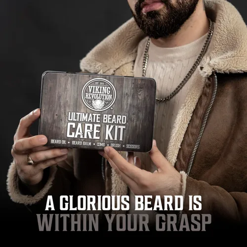 Miniatura 8 de Viking Revolution - Kit definitivo para barba - Kit de aseo para barba con cepillo para barba, peine para barba, bálsamo para barba, aceite