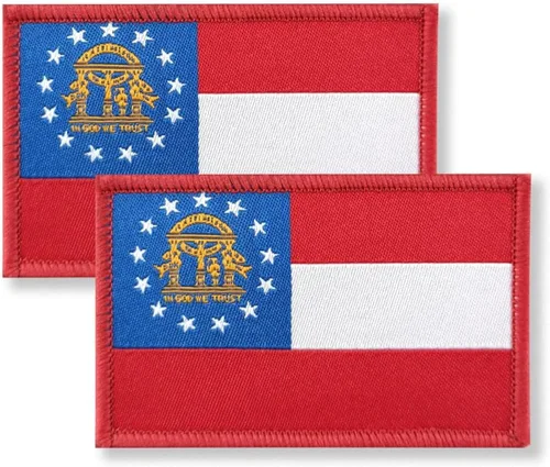 Overdecor Parche de bandera de Georgia - Parches militares tácticos - Cierre de velcro, paquete de 2