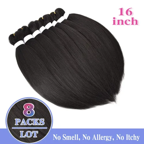 Miniatura 6 de 8 paquetes de extensiones preestiradas - 16 pulgadas de cabello trenzado premium, 55G/paquete, sin picazón, fijación en agua caliente, textura Perm