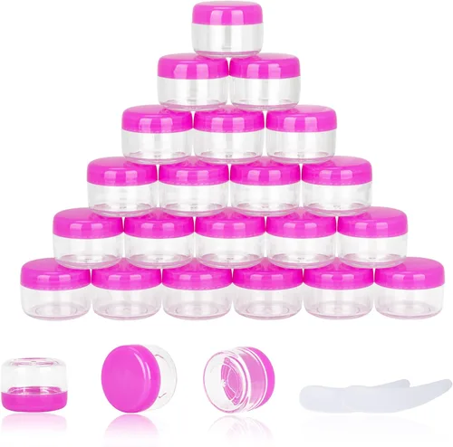 Miniatura 19 de 100 piezas de 5 gramos Envases de muestra, tarros vacíos de 5 ml con tapas, envases cosméticos pequeños, tarros de muestra mini con 8 piezas de mini