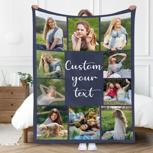 Miniatura 17 de Gowelly Manta personalizada con imagen, manta personalizada con fotos para adultos, niños, familia, mejores amigos en cumpleaños, Navidad, boda