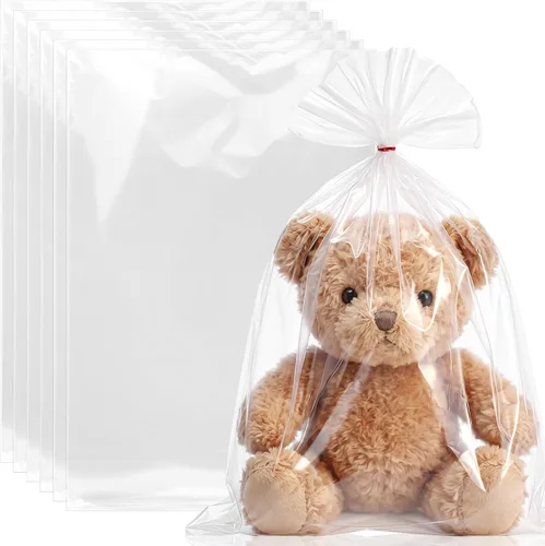 Miniatura 8 de Yeaqee 100 bolsas grandes de plástico transparente, bolsas de polietileno, embalaje de plástico, palomitas de maíz planas grandes para masa de pan
