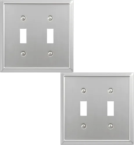 Miniatura 16 de OKAWYC Aria - Placa de pared metálica para interruptor de luz en blanco, paquete de 4 unidades, níquel cepillado de 1 banda, cubierta de interruptor