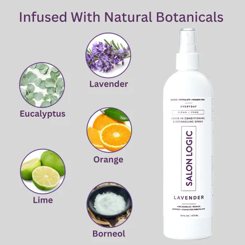 Miniatura 6 de SalonLogic Aerosol acondicionador y desenredante sin enjuague diario, lavanda, limpio y puro, calidad de salón, aroma natural, repara el cabello