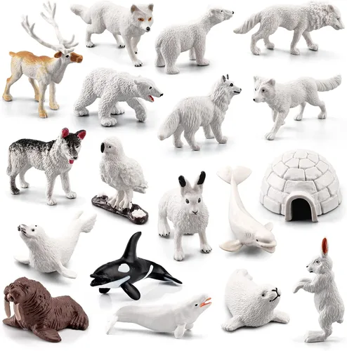 Miniatura 7 de EOIVSH 12 figuras de juguete de animales polares de plástico, figuras realistas de animales árticos para niños, juego de juguetes educativos