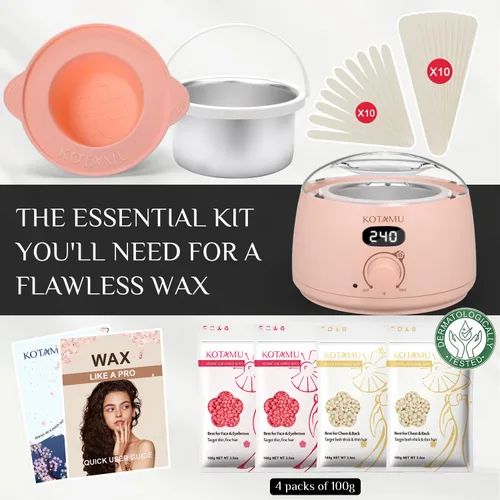Miniatura 4 de KOTAMU Kit de Cera Digital Rosa para Depilación para Mujeres y Hombres Olla Calentadora de Cera Caliente para Cara, Cejas, Cuerpo, Brasileño, Rubor