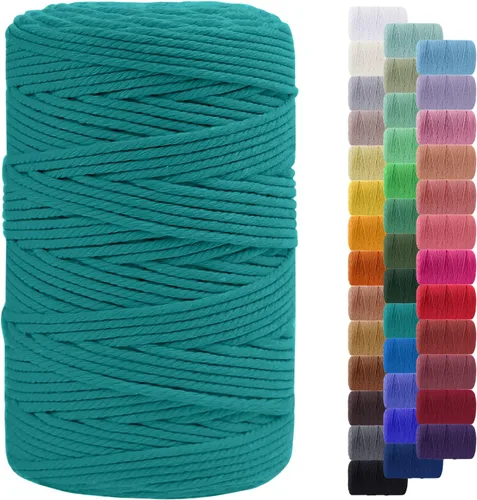 Miniatura 125 de Cuerda de macramé de 0.079 in para 219 yardas, cuerda de algodón natural para manualidades, hilo de cuerda de macramé de colores para colgar