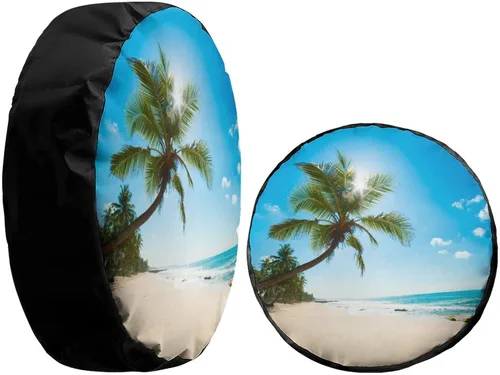 Miniatura 4 de Palm Tree Sun Beach - Cubierta de neumático de repuesto para remolque, RV, SUV y muchos vehículos, 18 pulgadas