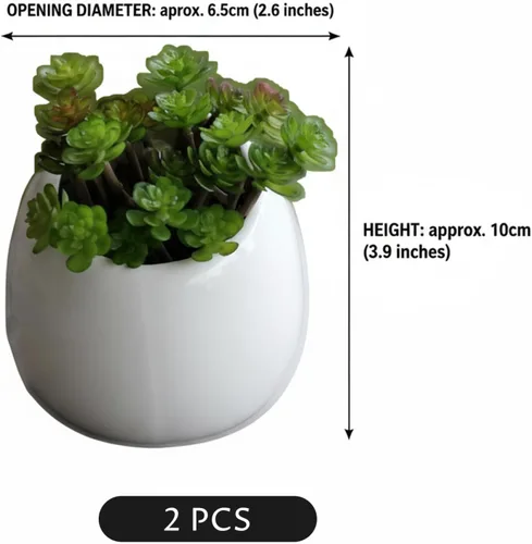 Miniatura 2 de Maceta Colgante de Cerámica Blanca Paquete de 2 - Maceta Moderna con Agujero para Colgar para Suculentas y Plantas Pequeñas Decoración del Hogar