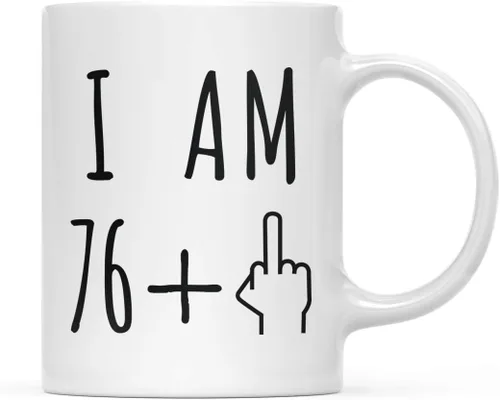 Miniatura 68 de Andaz Press Divertida taza de café de 11 onzas, regalo de broma de cumpleaños, I Am 49 + 1 dedo medio, 1 paquete, ideas de regalo de cumpleaños 50