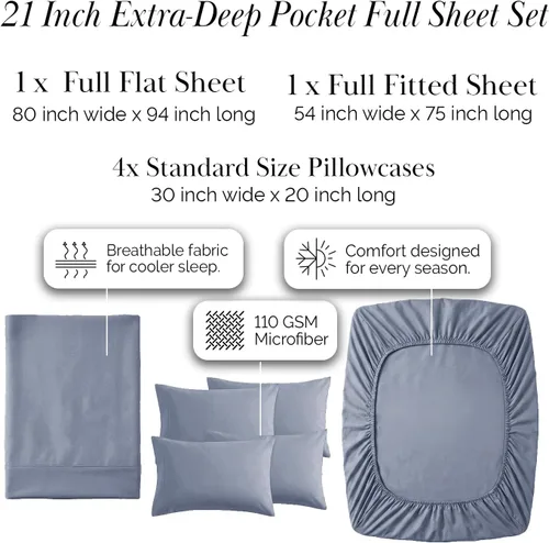 Miniatura 407 de Southshore Fine Living, Inc. Juego de 7 piezas de sábanas King divididas para cama ajustable, juego de sábanas King divididas con bolsillo de 21