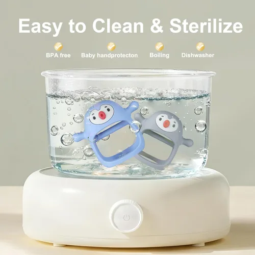 Miniatura 8 de Smily Mia Juguetes de dentición para bebés de 0 a 6 meses, mordedores para bebés de 3 a 6 meses Mordedor de pingüino Mordedor de mano Manoplas