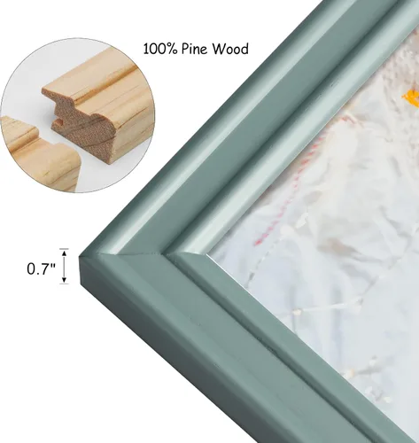 Miniatura 3 de Marco de fotos doble horizontal con bisagras plegable de 4 x 6 pulgadas en madera de pino negro con vidrio real para mesa X3-HEI-2H46
