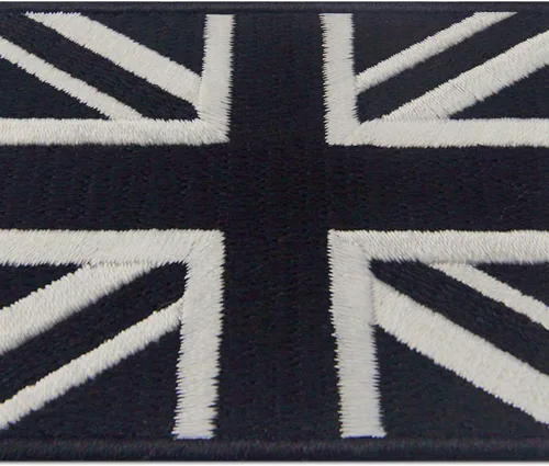Miniatura 2 de Parche bordado táctico de la Unión Británica Jack Bandera de Inglaterra Reino Unido Gran Bretaña para planchar en el emblema - Blanco y negro