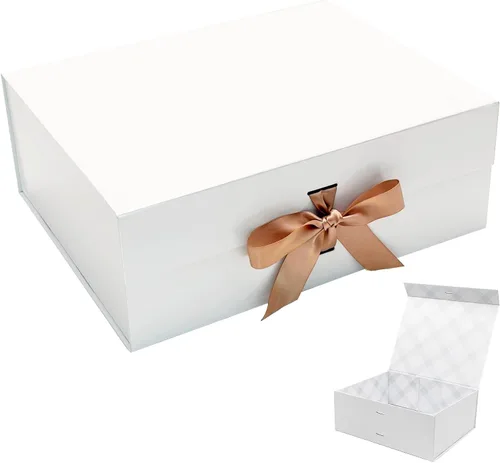 Miniatura 8 de Tekhoho Caja de regalo grande negra de 13.2 x 10.6 x 5 pulgadas, caja de regalo de alta calidad con tapa magnética y cinta para vacaciones, boda