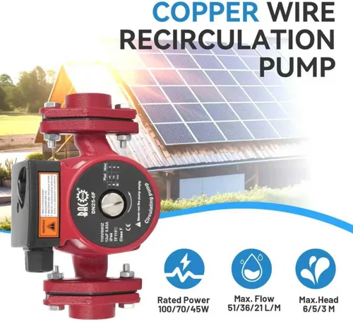 Miniatura 3 de BACOENG Bomba de recirculación de agua caliente con bridas de 110 V, bomba de circulación NPT conmutable de 3 velocidades de 1 pulgada