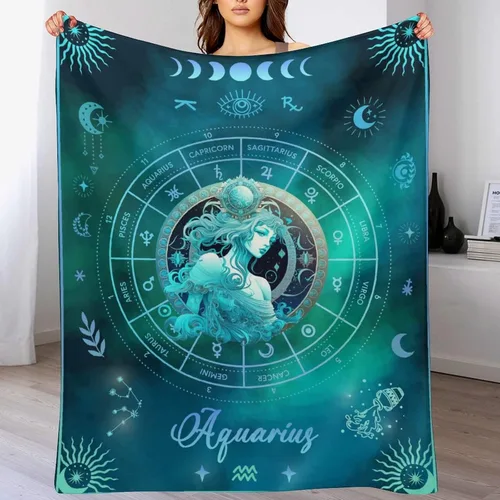 Miniatura 8 de Manta Acuario para Regalos, 40" x 30" Manta Rectangular de Franela del Zodiaco Acogedora, Regalo para Niños Niñas Adolescentes Mujeres Hombres