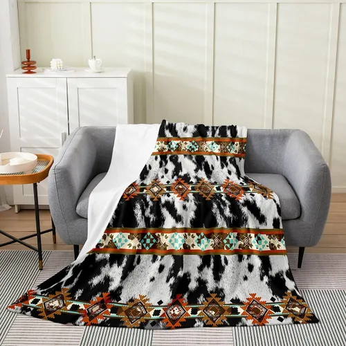 Miniatura 17 de Manta azteca con diseño tribal africano, con diseño de animales de granja, manta mullida con diseño de animales de granja y atrapasueños de tribu
