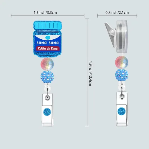 Miniatura 3 de Carrete de insignia para enfermera, lindo soporte retráctil con clip de identificación para enfermera, accesorios para el trabajo, divertidos Azul