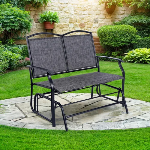 Miniatura 4 de Backyard Expressions Banco Deslizante para 2 Personas para Exteriores, Silla Mecedora Doble Columpio para Patio Loveseat con Marco de Acero