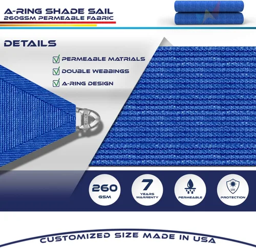 Miniatura 3 de Windscreen4less Toldo de refuerzo con anillo A de 17 pies x 17 pies cuadrado súper resistente fortalecer duradero (260 GSM), cable galvanizado