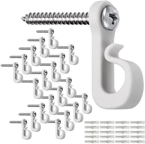 Miniatura 14 de SELEWARE Q - Ganchos para colgar luces de cadena, Navidad con tornillo, ganchos para interiores y exteriores, clips para colgar luces de hadas